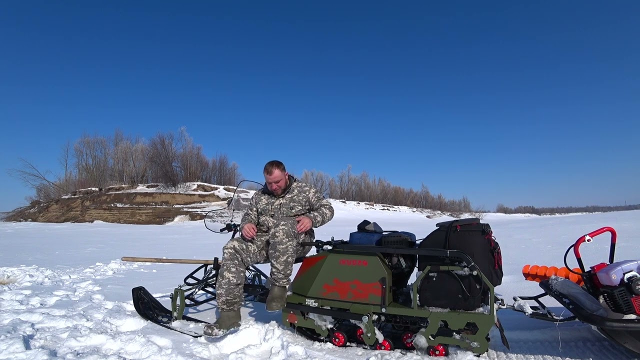 Отзыв об эксплуатации мотобуксировщика IKUDZO EKR с лыжным модулем  на зимней рыбалке